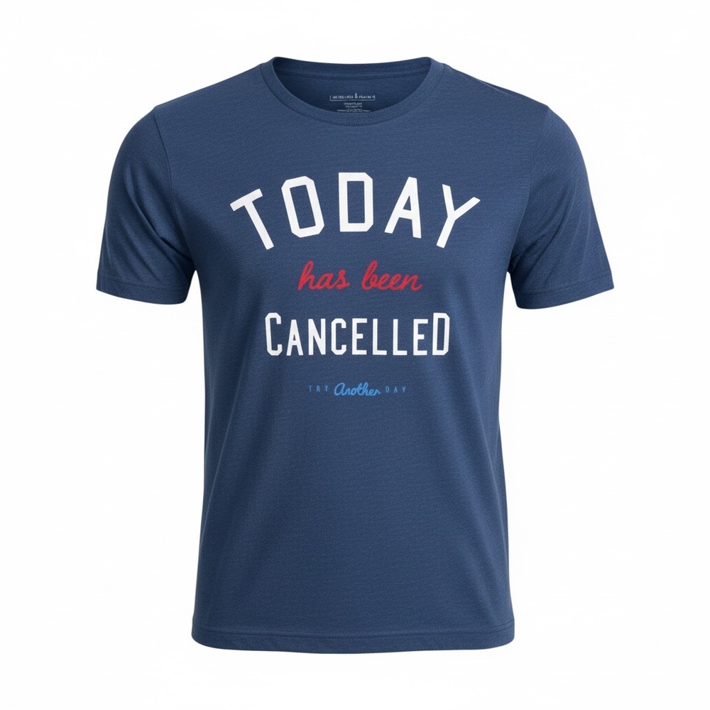H&M “Today Has Been Cancelled” Graphic Tee – Navy – Size M